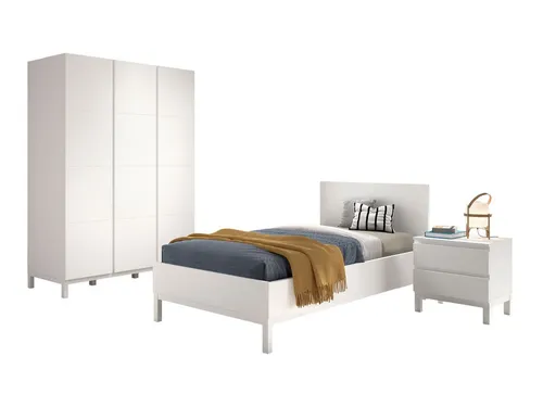 aufm Kessel Jugendzimmer-Set Keely – 3-teiliges Möbelset für Kinderzimmer - Praktisches 3-teiliges Set mit Einzelbett, Nachtkonsole und Kleiderschrank. Modernes Design, viel Stauraum und pflegeleichte Oberflächen. Ideal für Komfort im Kinder- und Jugendzimmer.