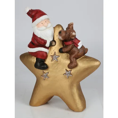 LED Dekofigur Stern mit Weihnachtsmann & Rentier – Winterliche Lichtdekoration 42 cm