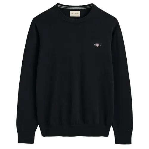 Gant Herren Classic Cotton C-Neck Pullover, Schwarz, XXL - Pullover für Herren, aus hochwertiger Baumwolle für optimalen Tragekomfort und zeitlosen Stil.