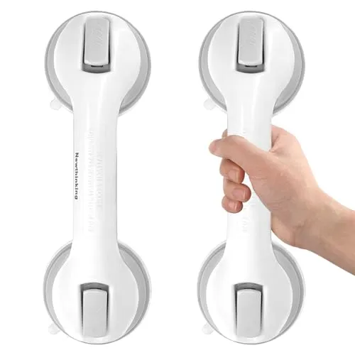 Newthinking Dusche Haltegriff mit Saugnapf 30CM - Sicheres Halten ohne Bohren - Griffstangen für das Bad, rutschfester und komfortabler Haltegriff mit starkem Saugnapfdesign für zusätzliche Sicherheit in Dusche und Badewanne, ideal für Senioren und Verletzte.