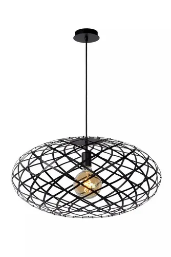Licht-Erlebnisse Pendelleuchte LUTEX, ohne Leuchtmittel, Metall E27 rund D: 65 cm H: max. 162 cm Schwarz Industrie Design