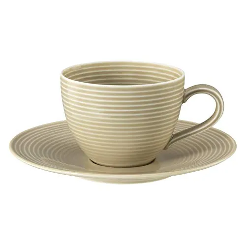 Seltmann Kaffeetasse 0,26 l - 2-TLG. Beat Sandbeige, Arktisblau, Perlgrau, Salbeigrün - Kaffeetasse mit Untertasse - Farbe und Menge wählbar (Sandbeige, 1)