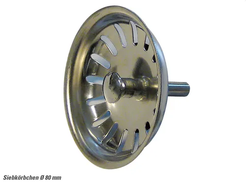 Siebkörbchen 00774 manuell Ø 80 mm - Küchenspülen-Teile, kompatibel mit Systemceram Spülen und ideal für eine effektive Abwasserregulierung.