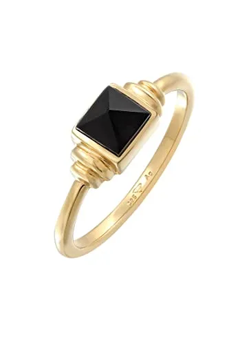 Elli Ring PREMIUM Damen Quadrat Vintage mit Onyx von Elli
