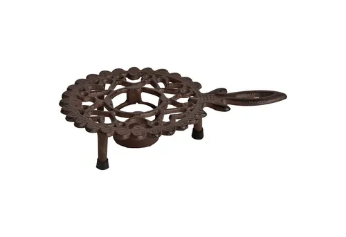 esschert design Stövchen Warmhalteplatte Stövchen rund mit Griff Landhausstil Rechaud Gusseisen