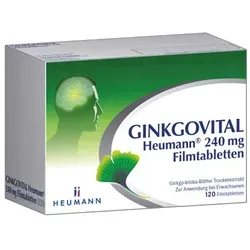 GINKGOVITAL Heumann 240mg Filmtabletten 120 St - Pflanzliches Ergänzungsmittel mit Ginkgo, unterstützt die Gedächtnisleistung und Konzentration