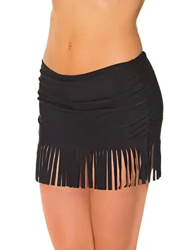 Aquarti Damen Bikinihose mit Rock Seitliche Raffung, Farbe: Schwarz, Größe: 36
