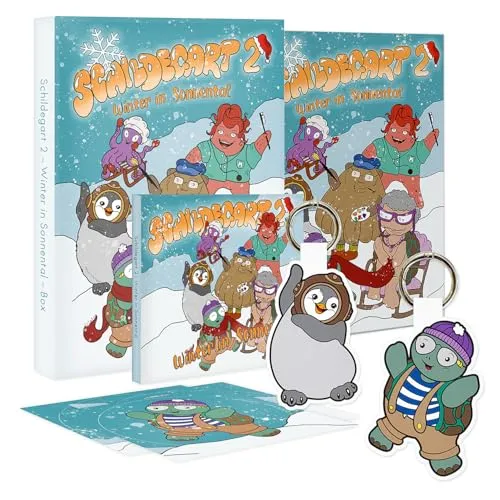 Schildegart 2 - Winter in Sonnental Box mit Malbuch - Schreibutensilien: Kreative Box mit Malbuch, 2 Schlüsselanhängern und 3 Aufklebern für unvergesslichen Bastelspaß im Winter.