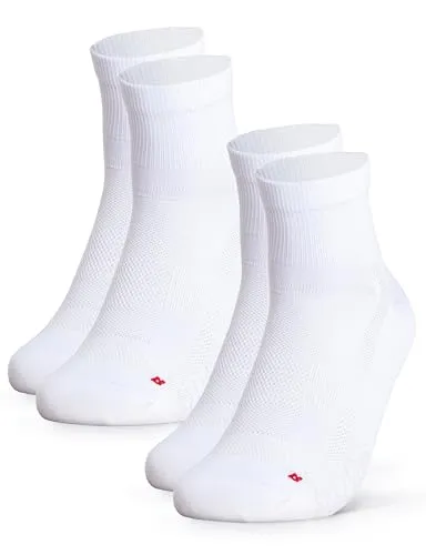 Occulto Herren & Damen kurze Rennradsocken 2er Pack (Modell: Thomas), Quarter Fahrradsocken Weiß 39-42