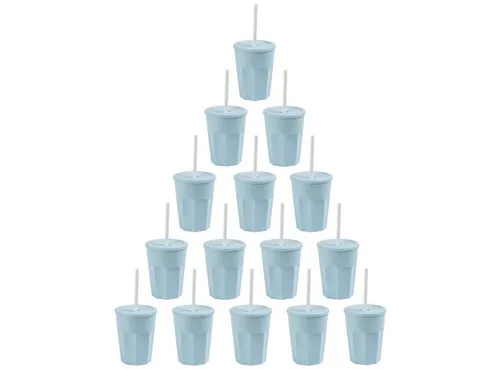 Engelland Wiederverwendbare Plastikbecher mit Deckel und Strohhalm - Becher aus BPA-freiem Kunststoff, bruchfest und ideal für Partys oder den Alltag. Stapelbar und spülmaschinengeeignet, perfekt für Kinder und Cocktails!