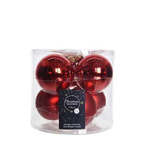 Kaemingk Decoris Weihnachtskugel aus Glas, Rot, 8 cm