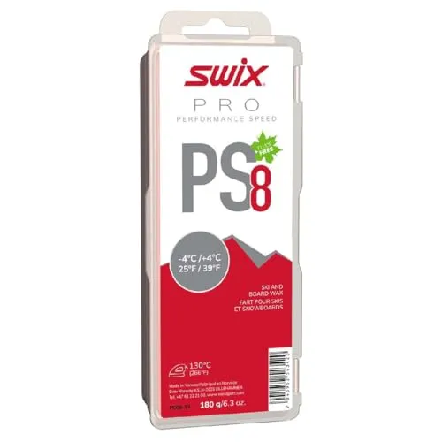 Swix PS8 Red Gleitwachs 180g - Skiwachs für optimale Gleiteigenschaften bei -4°C bis +4°C, leicht zu verarbeiten und ideal für Skitouren und Training.
