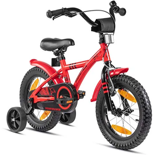 PROMETHEUS BICYCLES Kinderfahrrad 14 Zoll - Straßenfahrrad für Kinder ab 4 Jahren mit sicherem Bremssystem, leichtem Rahmen und umfangreichem Sicherheitspaket – ideal für kleine Abenteurer!