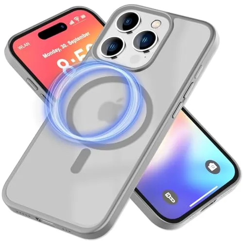 NALIA Magnet-Case für iPhone 16 Pro - Matt-Transparent & MagSafe Kompatibel - MATTEX (rutschfest, Stoßfest & Anti-Fingerabdruck) - Marke aus Berlin, Farbe:Titan Grau