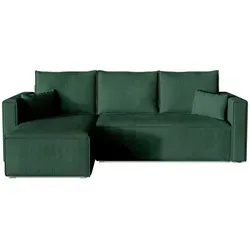 BroMARKT Ecksofa TOP Schlaffunktion Bettkasten L-Form Grün - Grün