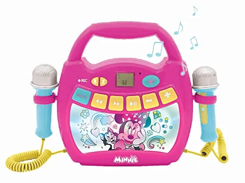 Lexibook Disney Minnie Tragbarer Karaoke-Digitalplayer für Kinder - Karaokemaschine mit Bluetooth, 2 Mikrofonen und mehrfarbigen Lichteffekten. Aufnahmefunktion und Sprachwechselfunktion sorgen für stundenlangen Spaß!
