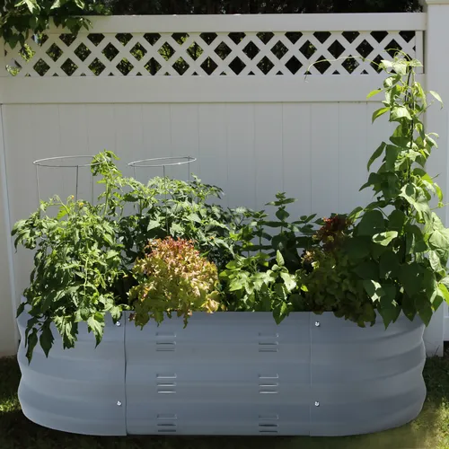 Pflanzbeet ‘Alfedena’ verzinkter Stahl oval 90 x 50 x 25 cm Anthrazit