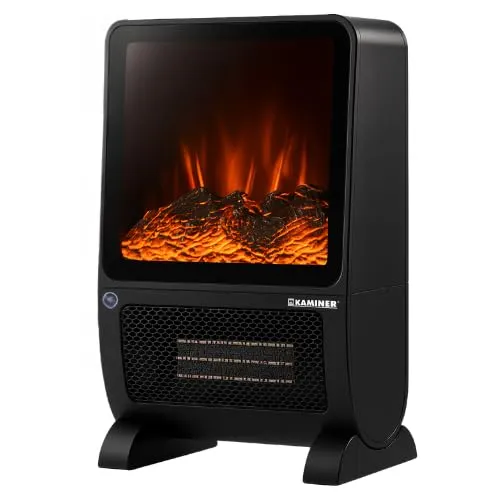 Elektrokamin 3D mit Keramik-Heizlüfter 2000 W KAMINER - Elektrische Kamine mit realistischem 3D-Flammenbild für gemütliche Atmosphäre. Leise Sofortwärme, Thermostat und Fernbedienung sorgen für Komfort in jedem Raum.