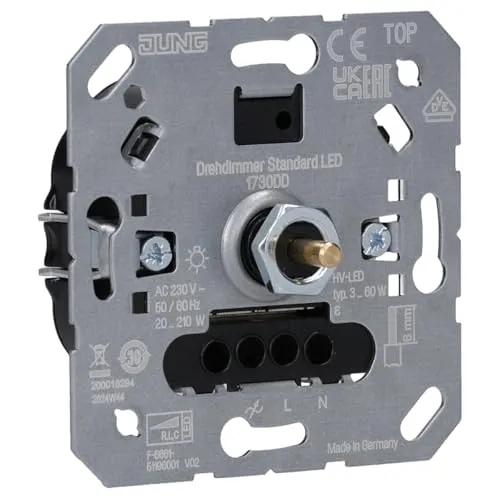 Jung Standard Drehdimmer 3-210W für LED in silber von Jung
