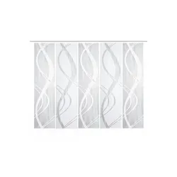 HOME WOHNIDEEN Schiebegardine TIBASO, 5er Set halbtransparent - Gardinen mit elegantem Wellenmuster, ideal als Sichtschutz und für Raumteilung, aus pflegeleichtem 100% Polyester, Maße: 57 cm x 225 cm.