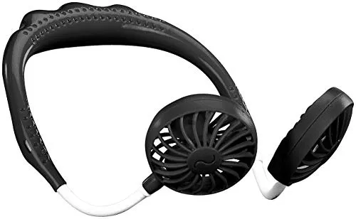 infactory Ventilator zum Umhängen: Mobiler Akku-Doppelventilator zum Umhängen, 3 Geschwindigkeitsstufen (Gesichts Ventilator, Nacken, Taschenventilator)