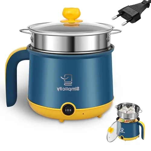Elektrischer Hot Pot Mit Dampfgarer, Elektrische Hot Pot 1.8 L, Tragbare Mini Antihaft Multikocher, Schneller Ramen Kocher, Tragbare Antihaft Topf Für Zuhause, Büro, Schlafsaal