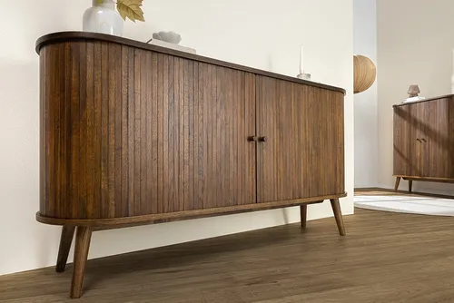 riess-ambiente Sideboard VALHALLA WOOD 160cm smoked braun · Schrank mit 4 Fächer (Einzelartikel, 1 St), Eiche · Kommode mit 2 Schiebetüren · Wohnzimmer · Retro Design
