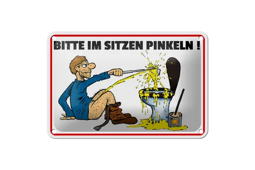 Produktbild Blechschild Hinweis 18x12cm Bitte Sitzen pinkeln Mann auf Boden Schild