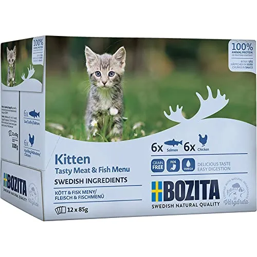 Bozita Häppchen in Soße Lachs & Fleisch Kitten | 12x 85g