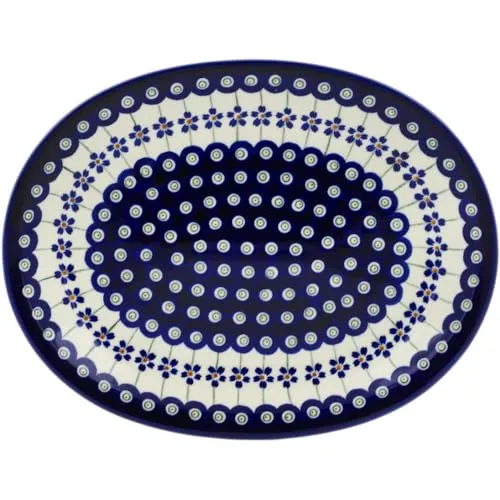 Original Bunzlauer Keramik Aufschnittplatte 29.1x22.1cm im Dekor 166a