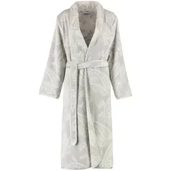 Cawö Damenbademantel 4420, Langform, Walkvelours-Qualität, Schalgragen, Gürtel, Schalkragen grau|silberfarben 48