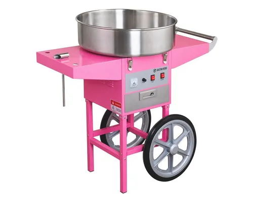 GastroHero Zuckerwattemaschine mit Wagen - Profi Zuckerwattemaschine für Gastronomie mit schneller Einsatzbereitschaft in 4-5 Minuten, ideal für Weihnachts- und Jahrmärkte. Mobiler Wagen für flexible Nutzung.