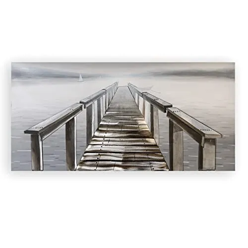 Casablanca 3D Ölbild - Bild XXL - Bootssteg mit Aluminium Elementen - 150 x 75 cm