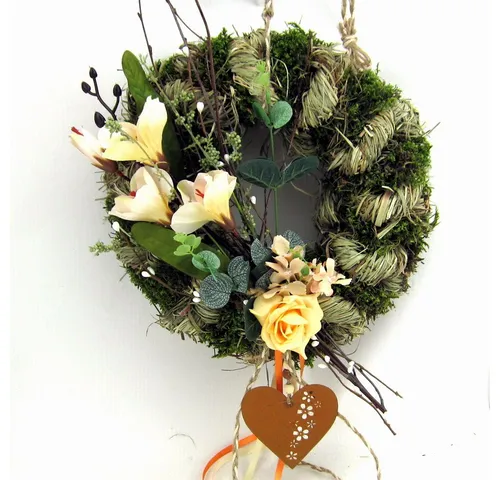 Small-Preis Dekokranz Türkranz Wandkranz rund Natur ø 28 cm in grün von Small-Preis