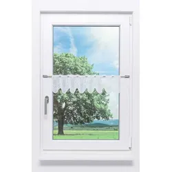 Lysel Scheibengardine Blümchenpaar (Bx H) 74,9cm * 15cm weiß/reinweiß