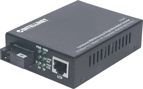 INT 510547 - Medienkonverter Fast Ethernet SC Singlemode - Medienkonverter für kostengünstige LAN-Upgrade, unterstützt Kupfer und Glasfaser mit bis zu 20 km Reichweite dank WDM-Technologie. Ideal für flexible Verkabelung in kleinen und großen Netzwerken.