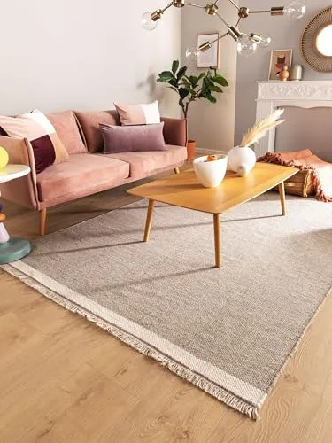benuta Pop Wollteppich Karla - Grau 80x120 cm - Hochwertiger Wollteppich in Grau, rechteckig, pflegeleicht und ideal für Wohnzimmer oder Schlafzimmer. Schaffe eine gemütliche Atmosphäre mit diesem stilvollen Teppich im minimalistischen Design.