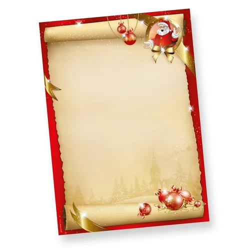 Weihnachtsbriefpapier SANTA 100 Blatt Briefpapier Weihnachten Rot