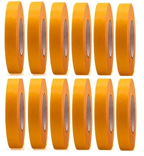 Rollen Profi Goldband Klebeband 50 m x 15 mm - Malerband Gold Kreppband - Abdeckband für Maler und Lackierer - Krepp für Innen und Außen - Malerkrepp - Vielseitiges Klebeband für Malerarbeiten 12