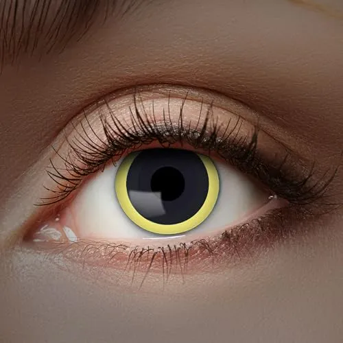Zoelibat farbige Kontaktlinsen Schwarz ohne Stärke, Flash Eclipse, 1 Paar Linsen für 1 Monate, weiche Monatslinsen für Halloween, Karneval und Fasching
