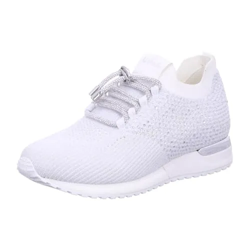 La Strada 2400409 Damen-Sneaker in White/Silver Gr. 36 - Elegante Damen-Sneaker mit softe Decksohle und rutschhemmender Laufsohle, ideal für den Alltag und mit funkelndem Strasssteinbesatz.