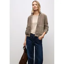 Street One Damen Cordjacke 2116826 mit Zipper, Silk Brown, 36 - Stylische Damenjacke mit Stehkragen und seitlichen Taschen, perfekt für den Alltag und gemütliche Anlässe. Elastischer Saum sorgt für optimalen Sitz.