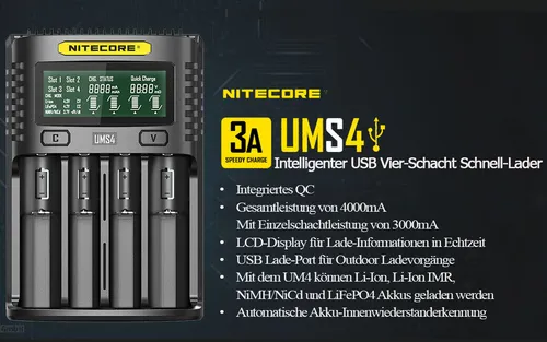 Nitecore Universal Ladegerät UMS4 von Nitecore