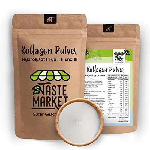 Kollagen Pulver 2 x 500 g | Collagen Hydrolysat ohne Zusätze | geschmacksneutral | Eiweiß Pulver | Peptide Typ 1,2,3 Eiweiss 1 kg