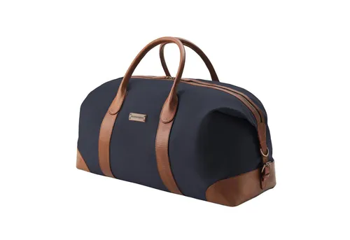 DRAKENSBERG Canvas Leder Weekender 'David' - Wasserabweisende Reisetasche, 60L, Marine-Blau - Vielseitiger Weekender 'David' aus robustem Büffelleder und Canvas, erweiterbar auf 80L. Ideal für Reisen bis 7 Tage, mit durchdachtem Design und edler Patina.