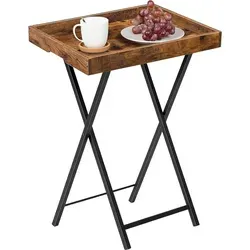 Beistelltisch mit abnehmbarem Tablett Industrial Style - HOOBRO Couchtisch - Vielseitig einsetzbar mit abnehmbarem Tablett, ideal für Wohnzimmer und Schlafzimmer. Stabil und robust, hält bis zu 7 kg für sicheren Transport von Snacks und Getränken.