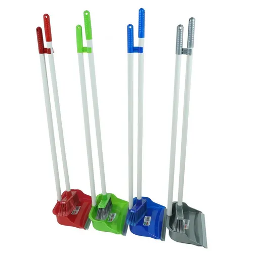 2tlg Kehrgarnitur mit langem Stiel - Handfeger & Kehrbleche, praktische Kehrgarnitur mit Gummilippe für effektives Kehren und ergonomischem Griff für komfortables Arbeiten.