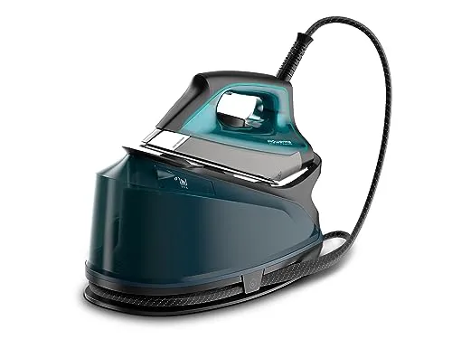 Rowenta Compact Steam Pro DG7621 Dampfbügelstation - Bügeleisen mit 2200 Watt Leistung und 6,2 bar Pumpendruck für schnelle Ergebnisse. Integrierter Eco-Modus reduziert Stromverbrauch um bis zu 20%. XL-Wassertank für ununterbrochenes Bügeln.