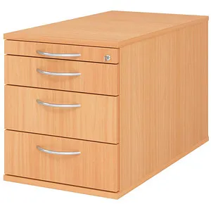 Hammerbacher Rollcontainer 80cm mit 3 Schubfächern - Büroschrank mit Zentralverriegelung und Auszugsperre, ideal für sicheres und organisiertes Arbeiten im Büro