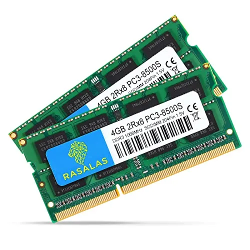 Rasalas 8GB Kit (2 x 4GB) PC3-8500S 1067MHz 1066MHz DDR3 8500 PC3-8500 SODIMM Speicher for Late 2008, Early/Mid/Late 2009, Mid 2010